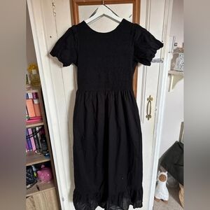 Zara Black Midi Dress with Puff Sleeves